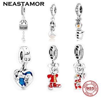 

New style silver colour Red enamel Minnie Mickey Pendant beads Charms Fit Original Pandora Bracelet Bangles Jewelry making