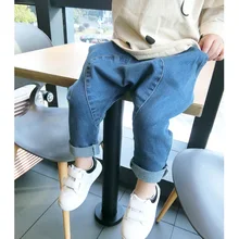 Tangyuan Весна Южная Корея Детская одежда новые продукты Свободные мешковатые брюки для мальчиков и девочек джинсы гарем эластичные джинсы