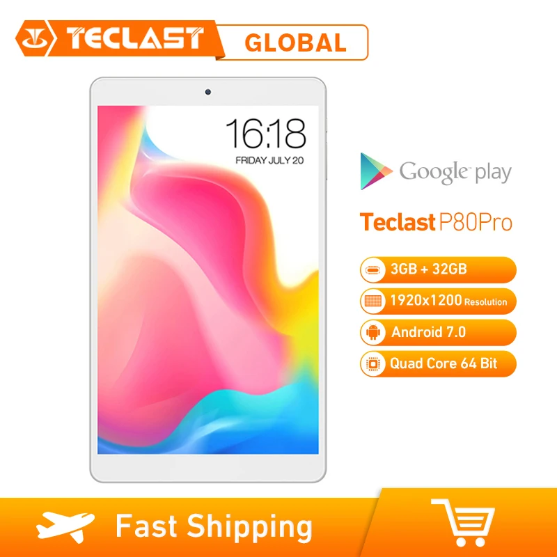  Teclast P80 Pro Upgraded Android 7.0 MTK8163 Quad Core 1.3GHz 3GB RAM 32GB ROM Tablet PC Dual WiFi 