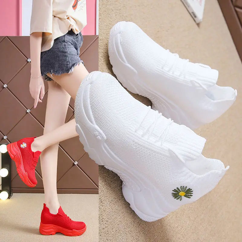 Platform sneakers shoes Women Summer Wedge sneakers shoes Breathable Mesh Spring Casual Shoes Height Increasing Woman 8260