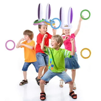 

2 Set Inflatable Pool Toys Easter Bunny Ears Rabbit Hat Ring Toss party Game Holiday Party Game Toys Children Outdoor Fun Toys
