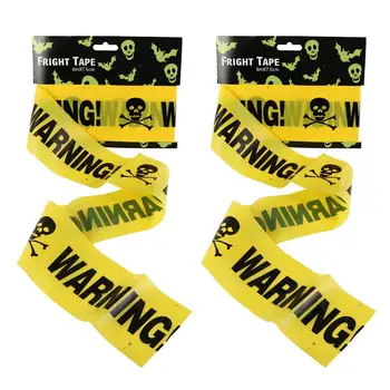 

2pcs Halloween Props Window Prop Warning Line Plastic Skull Warning Durable Warning Safety Tape For Birthday Halloween Party
