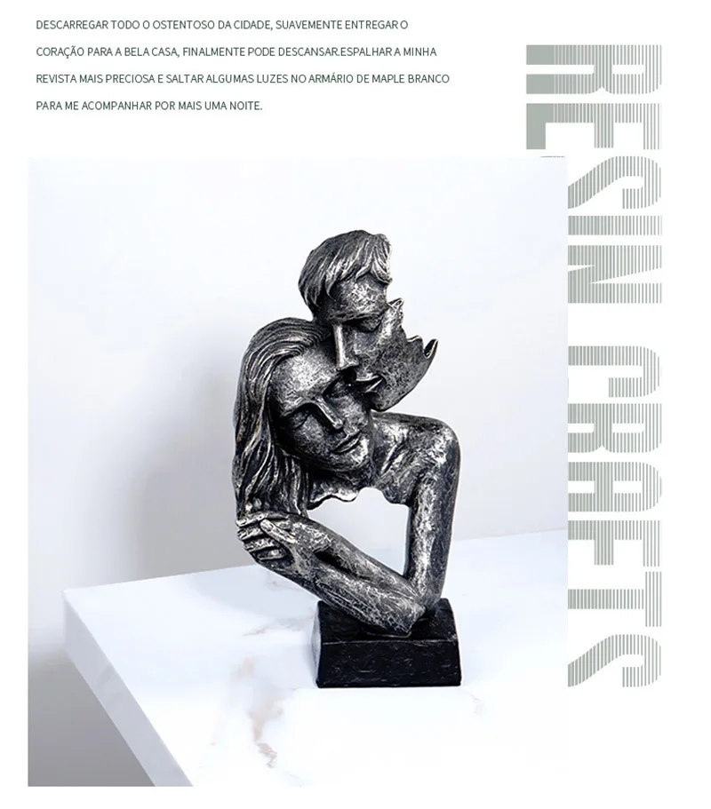 Decorative Statues Cyan Gold Face Mask Sculptures For The Room Couple Gift Room Ornaments Home Decor Craft Desktop Accessories