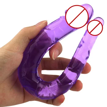 Double U Shape Soft Jelly Dildos Vagina Anal Plug Artificial Penis Sex Toys For Couples Women Gay Lesbian Masturbators 4