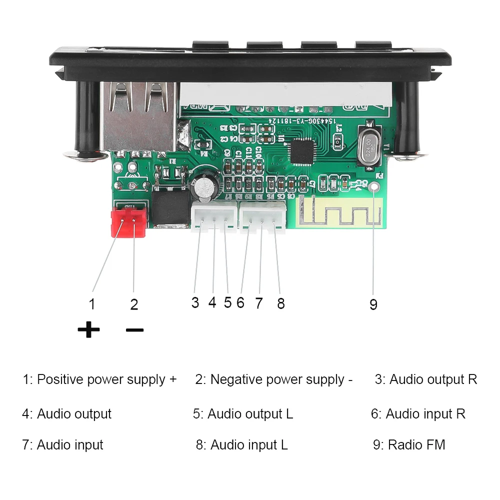 USB AUX Bluetooth FM радио V5.0 беспроводной приемник MP3 плеер 5 в 12 В декодер плата модуль 1 Din