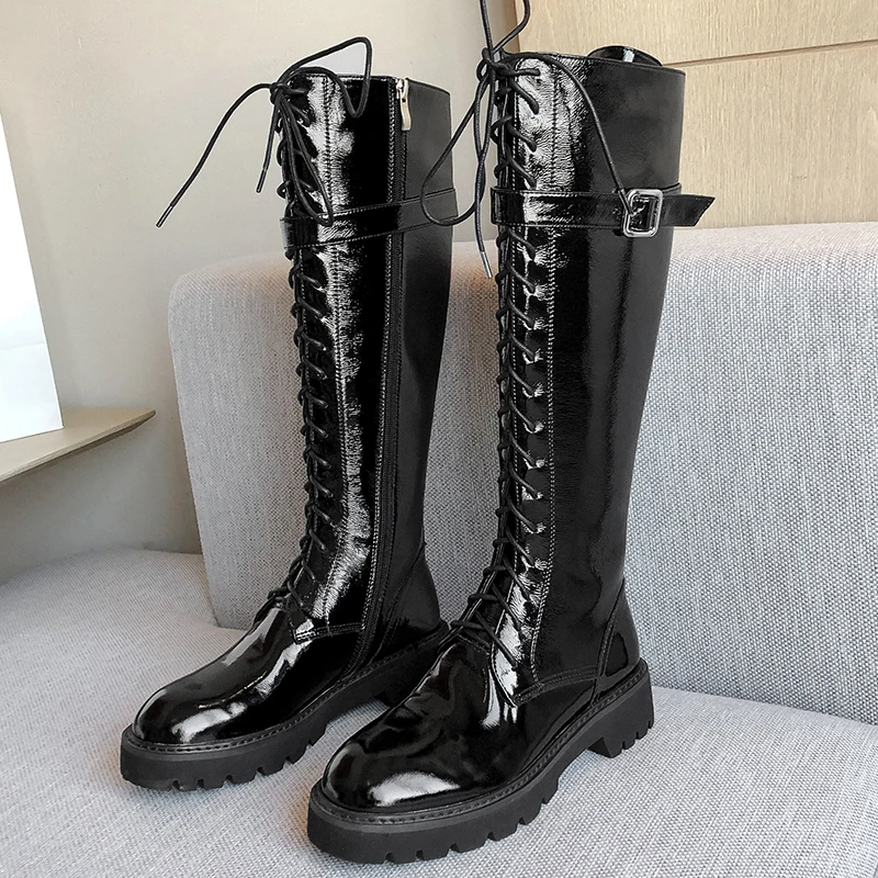 

INS Women mid-calf Boots natural leather shoes Solid color Cowhide upper boots women Long short boots leather boots women