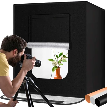 

SPASH 60*60cm 24 inch Portable Mini Photo Studio Box Softbox 46W 3400LM White LightBox Lighting Studio Shooting Tent Box Kit
