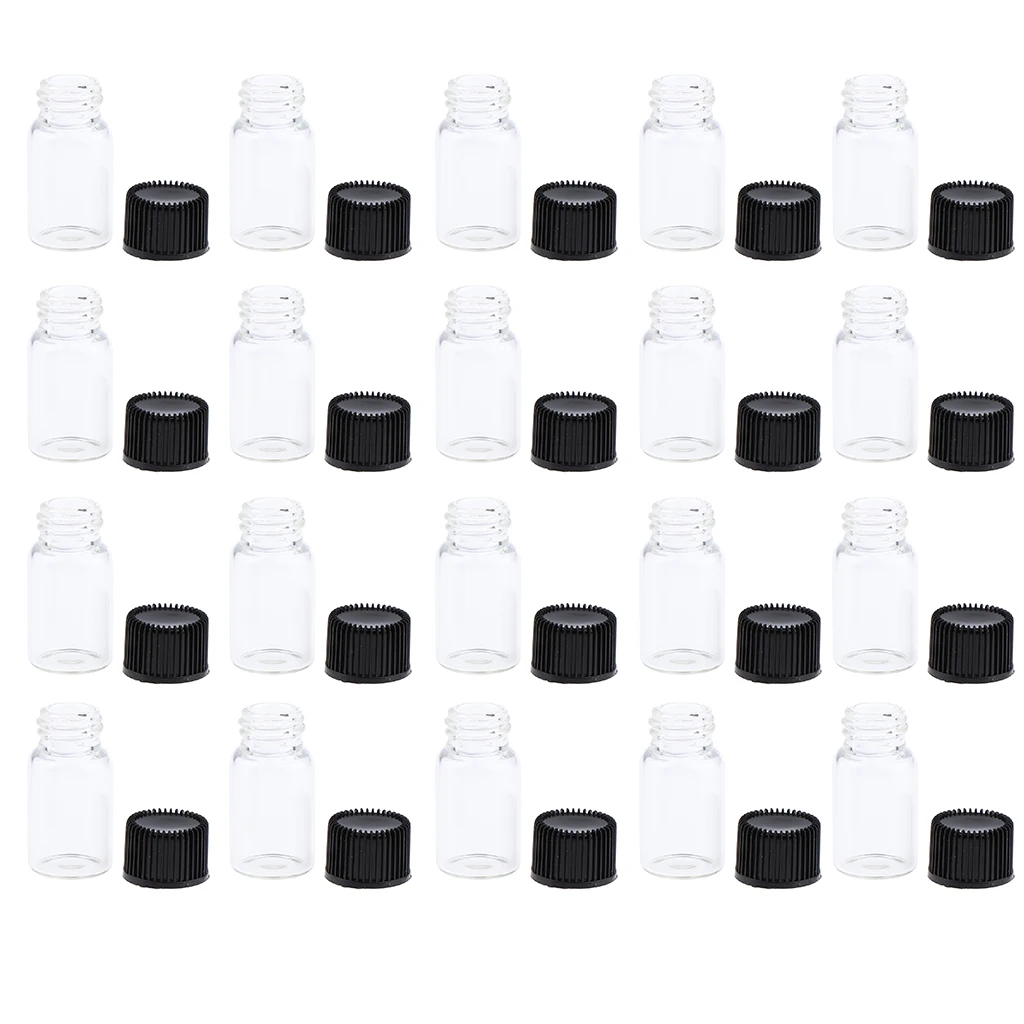 20 Packs 3ML Clear Glass Vials with Plastic Cap for Essential Oils, Aromatherapy, Fragrance, Serums