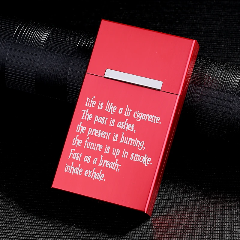 Женская тонкая сигарета чехол Алюминиевый металлический чехол Коробка для сигарет для леди подарок для девушки лазерная маркировка логотип на заказ - Цвет: Красный