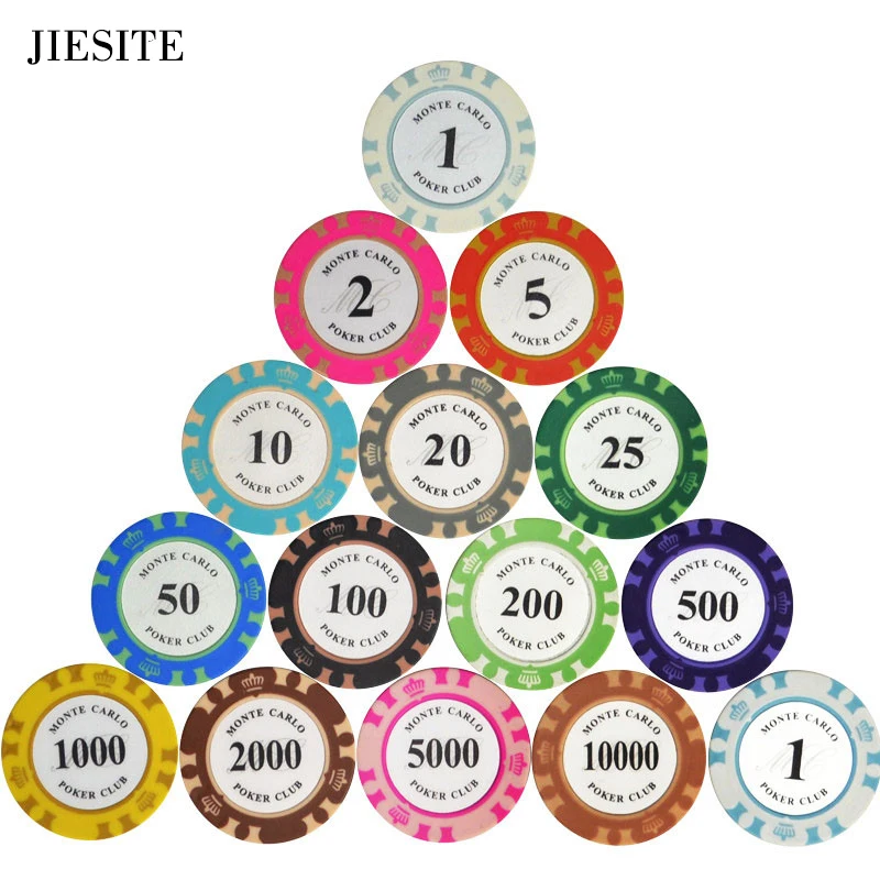 heilig Festival zakdoek JIESITE 25PCS/SET Clay Poker Chip Inner Metal with Trim Sticker Multi colors  14g Casino Baccarat Crown Monte Carlo Design|Poker Chips| - AliExpress