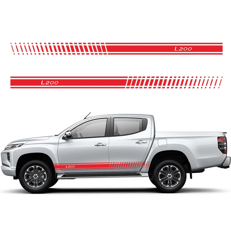 2 шт./лот для Mitsubishi L200 боковой юбки подоконник полосы тела наклейки автомобиля Стайлинг авто аксессуары