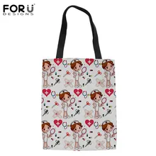 FORUDESIGNS, медицинская, с принтом медсестры, дамские сумки, тканевая, холщовая, сумка для покупок, женская, Литературная, на плечо, сумки для девочек, сумка для книг