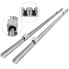 VEVOR Linear Sliding Rail Shaft Kit 2Pcs SBR16 Linear Guides and 4Pcs SBR16UU Bearing Support for Automated Equipement