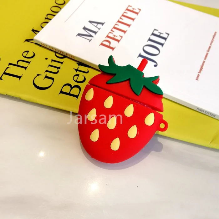 Strawberry Чехол для Airpods, силиконовый чехол с рисунком для Apple Air pods, милый чехол для наушников, 3D чехол для наушников, аксессуары для наушников - Цвет: Strawberry