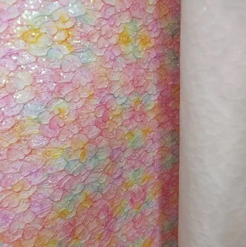 

Hotsale Lace Embossed Glitter Pu Synthetic Leather Materials