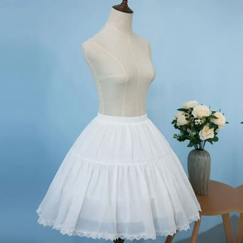 Кружевная Короткая юбка для невесты, однотонная белая пышная Пышная юбка-пачка для женщин и девочек, пышная короткая юбка-кринолин для выпускного вечера