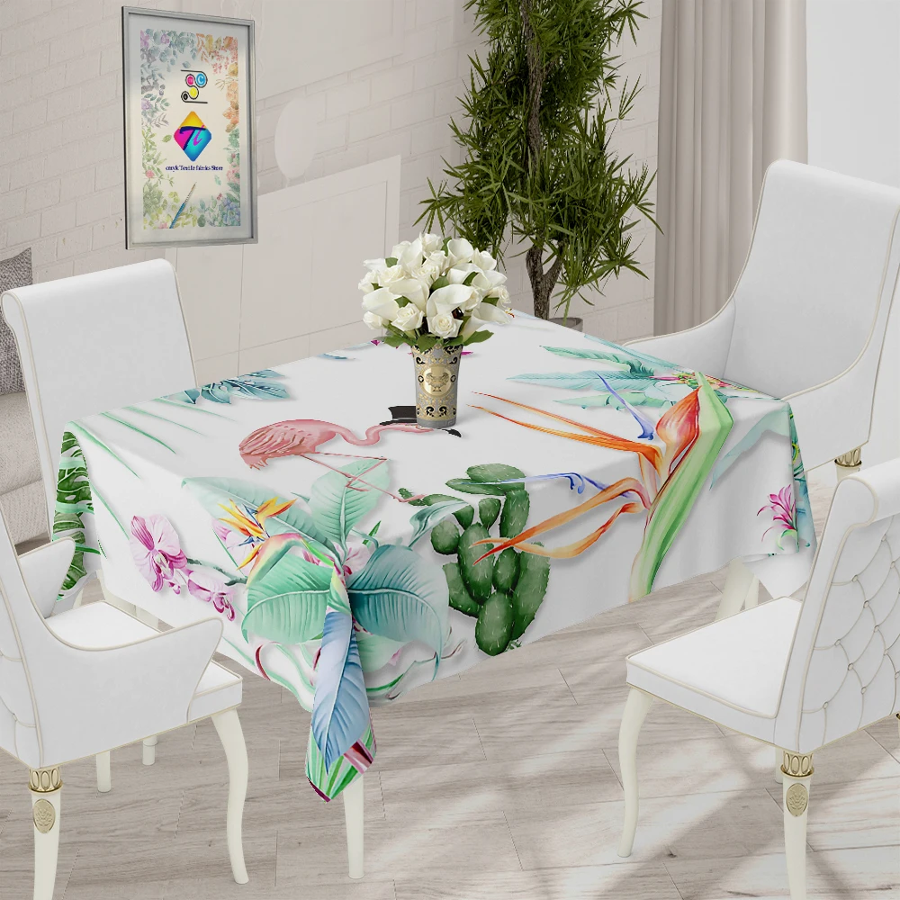 

Tropical Vegetation Series Printed Waterproof Tablecloth Wedding Thickened Rectangular Home Living Room Decoration Cloth