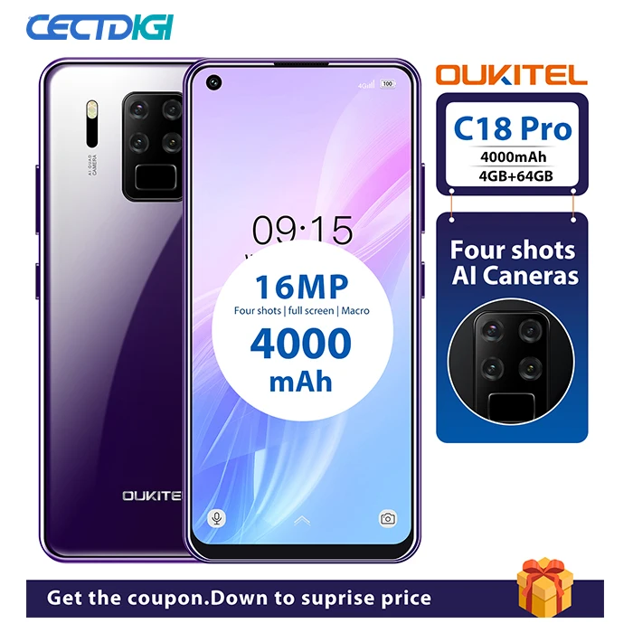 OUKITEL C18 Pro 4G Оперативная память 64G Встроенная Android 9 0 смартфон 6 55 " ВЫСОКАЯ