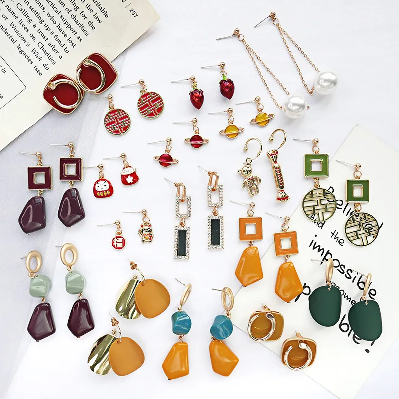 New-Prevent-Sensitivity-Alloy-Earrings-for-Women-Cartoon-Multicolor-Geometric-Drop-Dangle-Earring-Aretes