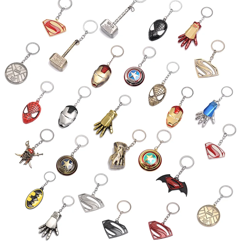 

2019 New Superhero Keychain Men Trinket Key Chain V for Vendetta Iron Man Key Ring Holder Souvenirs