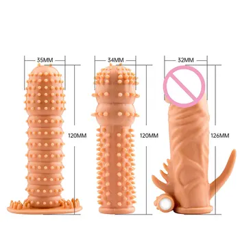Adult Game Reusable Condom Male Elayed Ejaculation Penis Sleeve Dildo Erotic Sex Shop Adult Toys For Man Silicone Dildos Couples 5