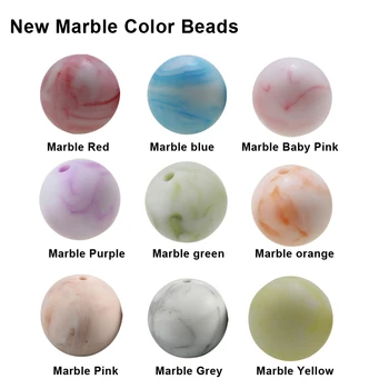 

wholesale 20pcs/lot Silicone Beads 15mm New marble Colors Teething Beads Baby Teething Toys DIY Food Grade Chewable Beads