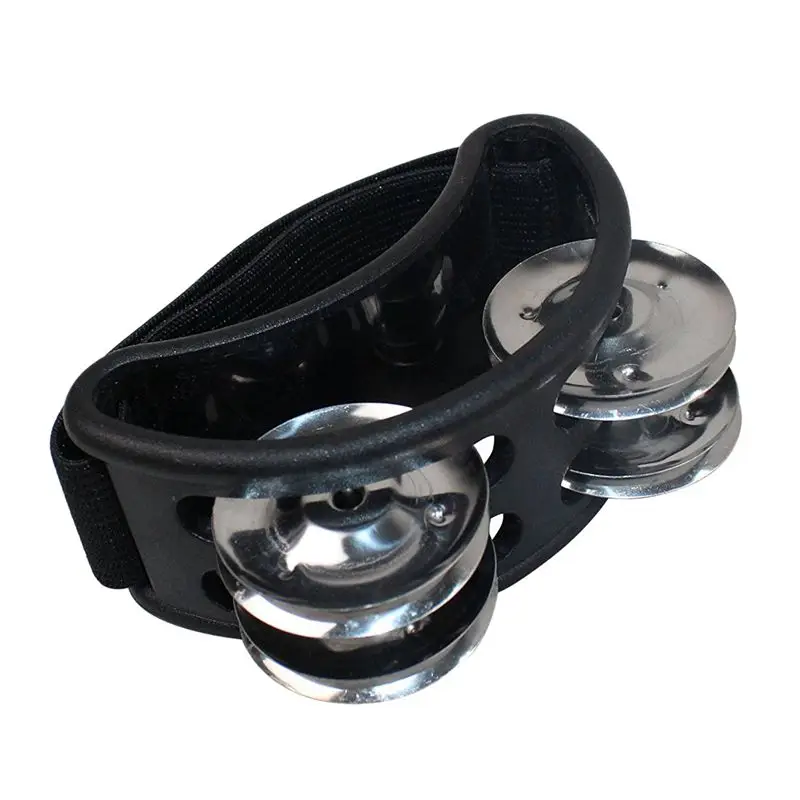 Percussion Foot Tambourine with Metal, Black