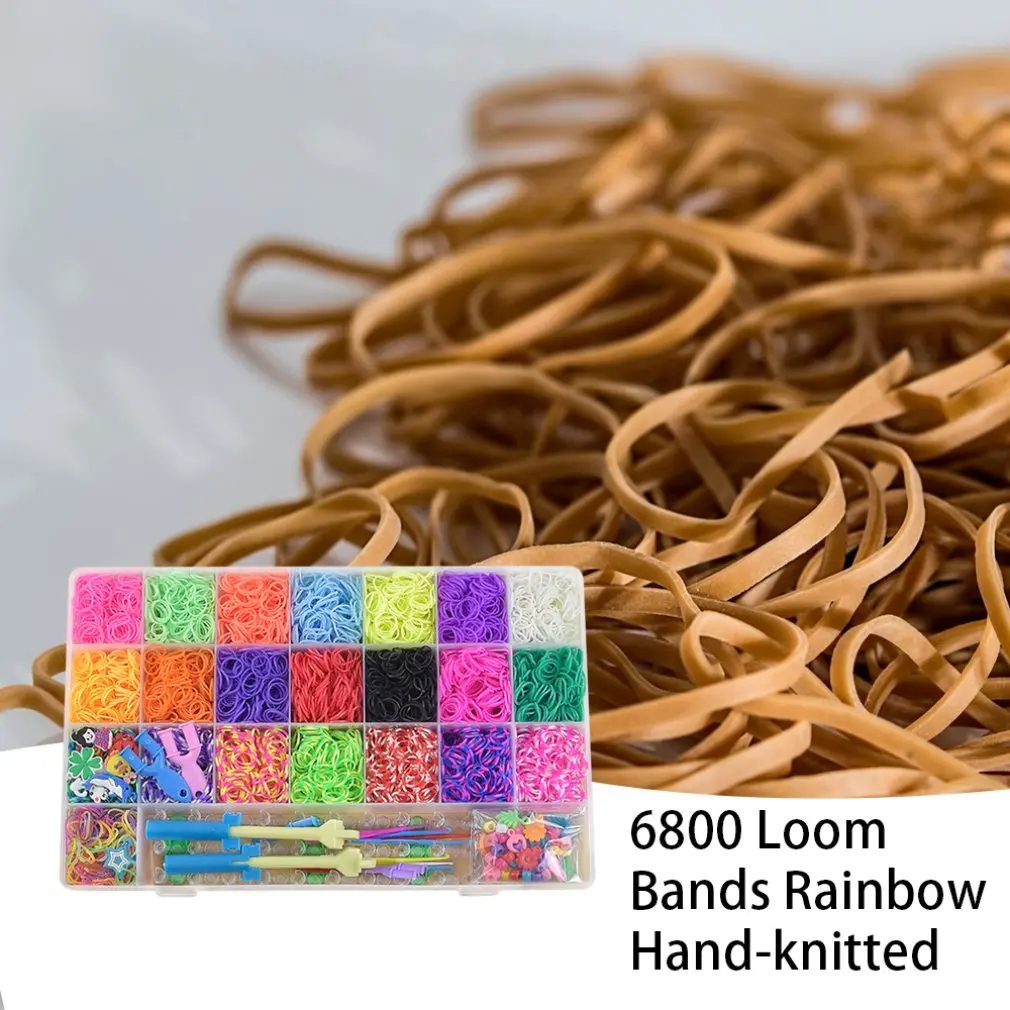 For Loom Bands Rainbow Hand-Woven Diy Rubber Band Bracelet Set Upgrade Version 28 Grid 6800 Root