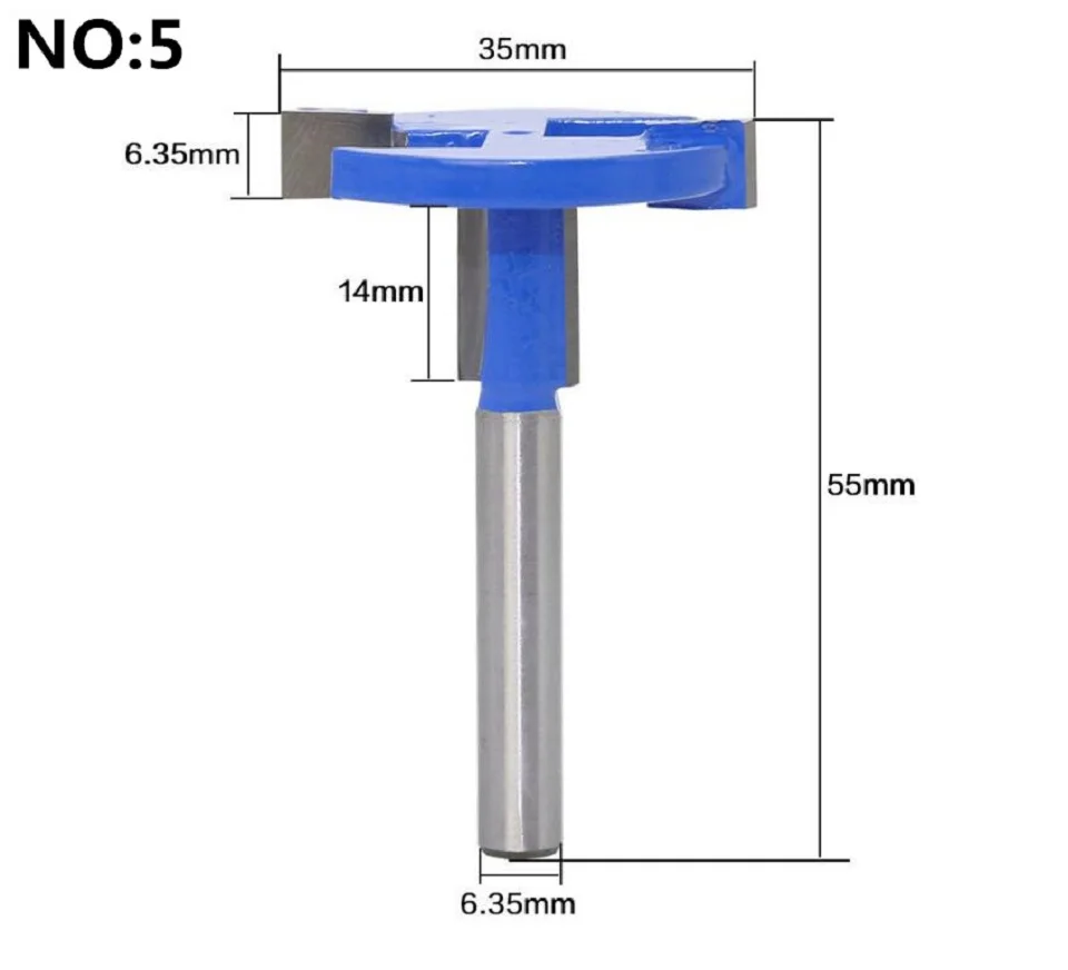 1 шт. 8 мм хвостовик "T" тип соединения и долбежный резак Т-образный долбежный и Т-образный слот древесины маршрутизатор бит фрезы для дерева - Длина режущей кромки: NO5