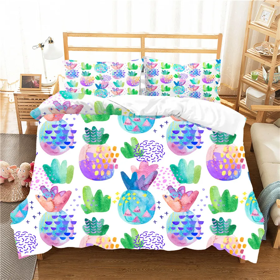 

A Bedding Set 3D Printed Duvet Cover Bed Set pineapple Home Textiles for Adults Bedclothes with Pillowcase #BL17