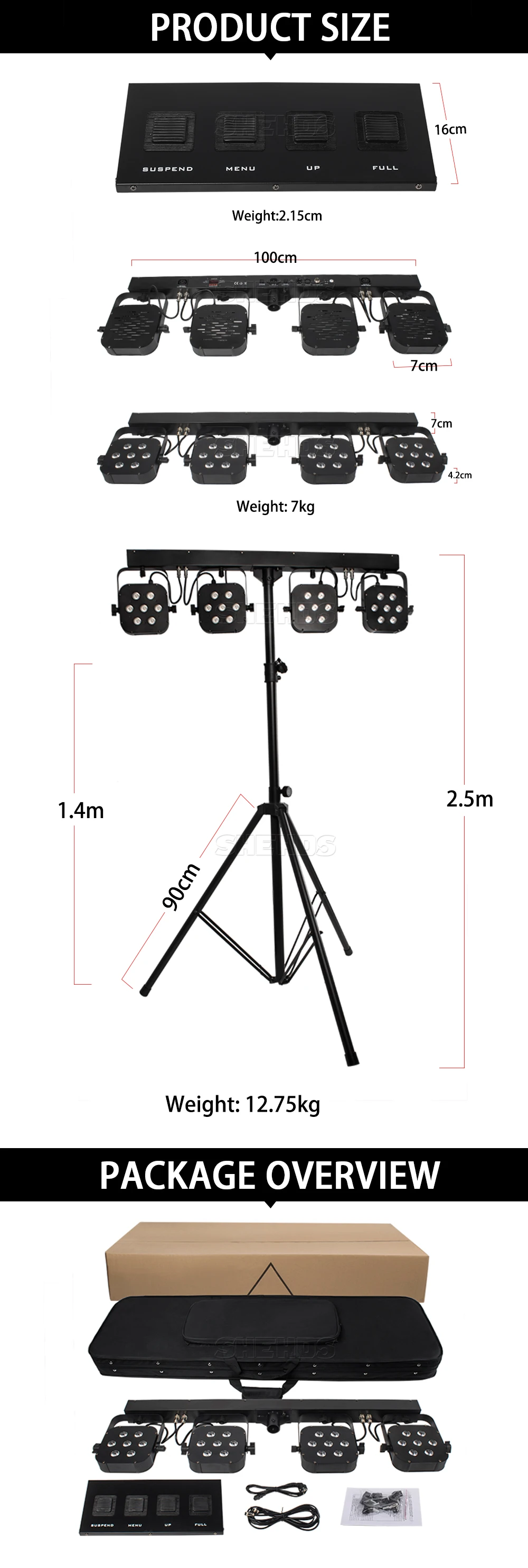 SHEHDS 4 шт. Led Par наборы 7x10 Вт RGBW 4в1 с стенд для сцены лазерный сценический DJ диско звук стробоскоп DMX вечерние светильник набор штатива