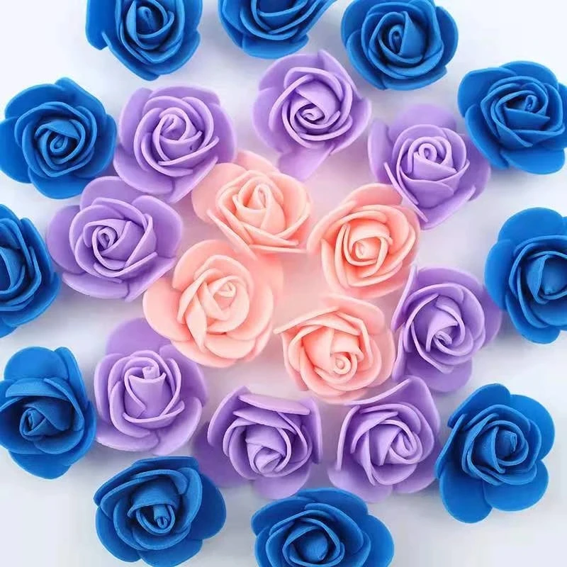 500Pcs Mini Artificial Flowers Foam Rose Heads Home Wedding Party Decor Bouquet 