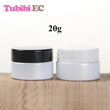 

5pcs/lot 20g Pearl White Glass Plastic Screw Black White Lid Bottles Cream Jars Empty Container Cosmetic Packaging Containers