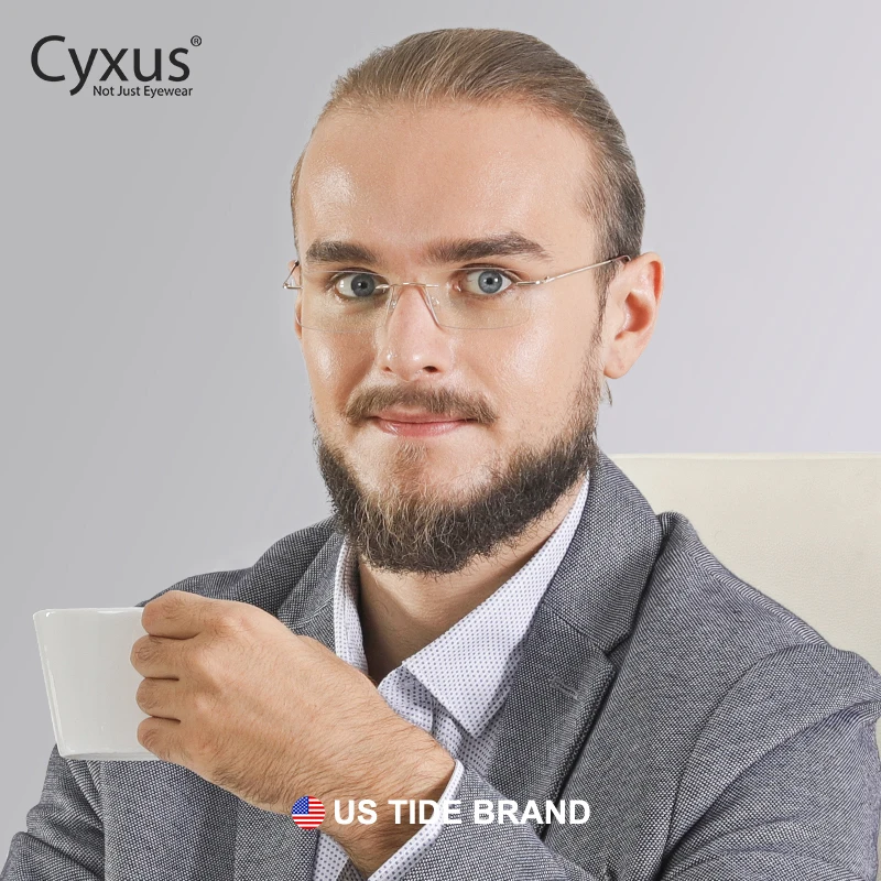 Cyxus, анти-синий светильник, очки для снятия напряжения, прозрачные линзы, прямоугольные, унисекс, гибкие, без оправы, компьютерные очки 8602
