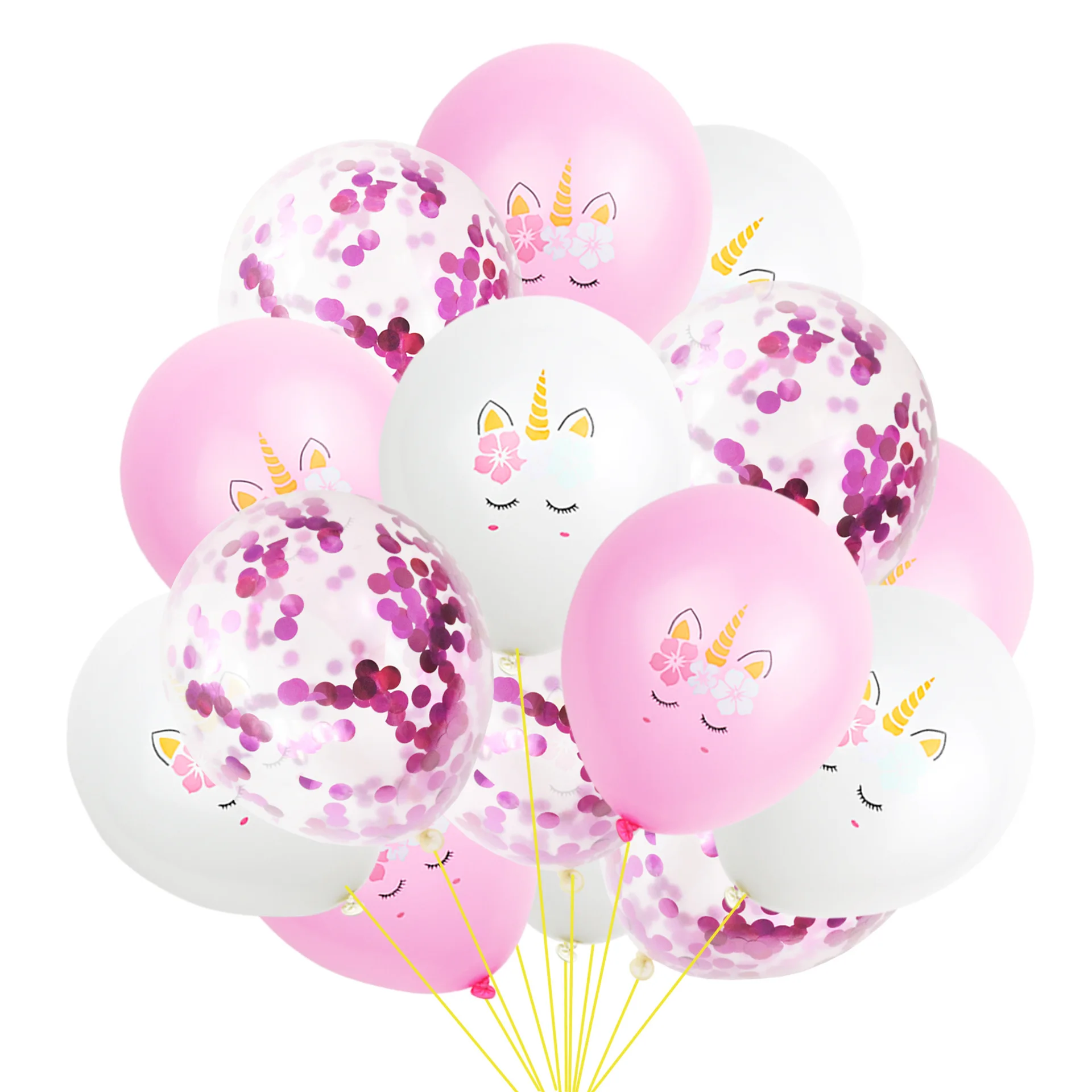 Rose Red Confetti 15 шт./лот 12 дюймов Единорог розовое золото блесток воздушный шар костюм День рождения украшения воздушный шар набор Единорог вечерние принадлежности - Цвет: Rose Red Confetti