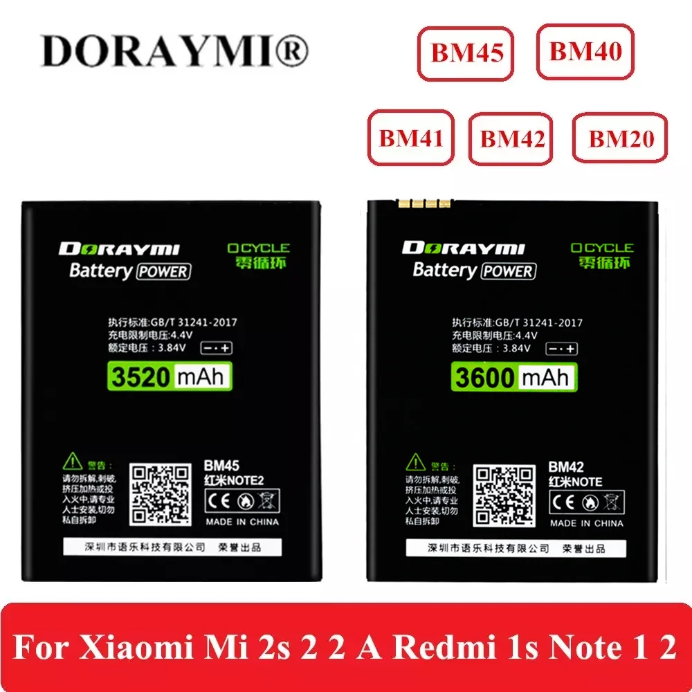 Batteria Doraymi-Bm41 Bm42 Bm20 Bm40 Bm45 Per Xiaomi Redmi Note 2 1 1S Mi 2 2A Mi2S Batteria Di Ricambio Per Telefono