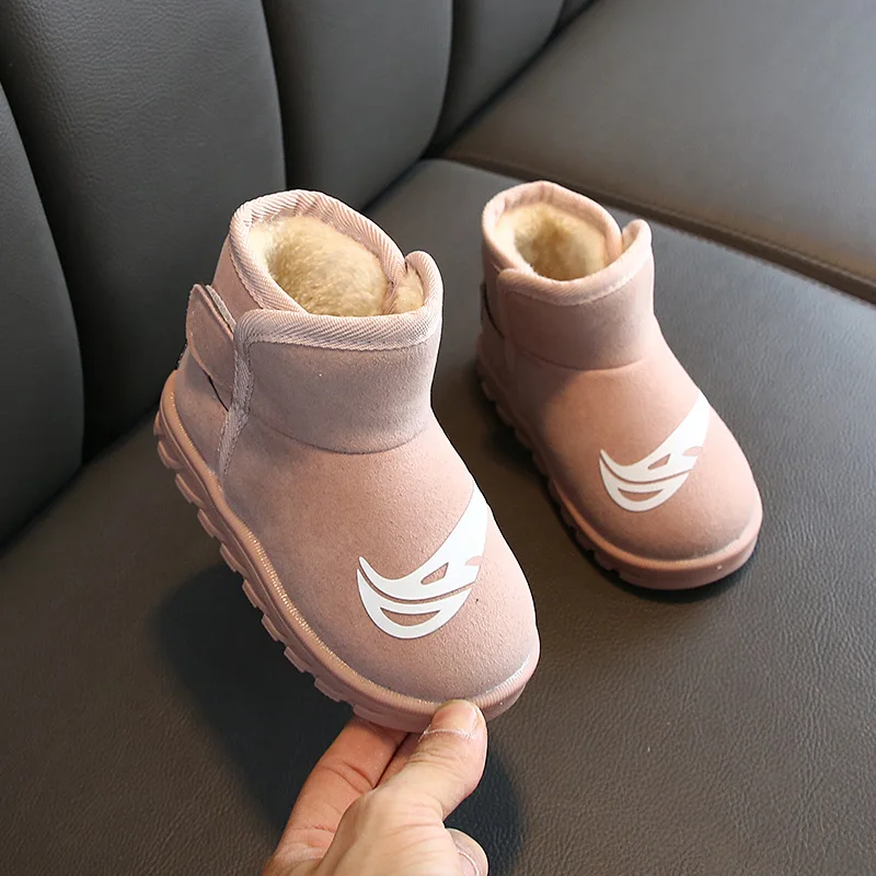 Детские зимние ботинки; Новинка года; зимняя обувь из вельвета и хлопка; удобная хлопковая обувь для мальчиков; модные теплые ботинки для маленьких девочек - Цвет: Розовый