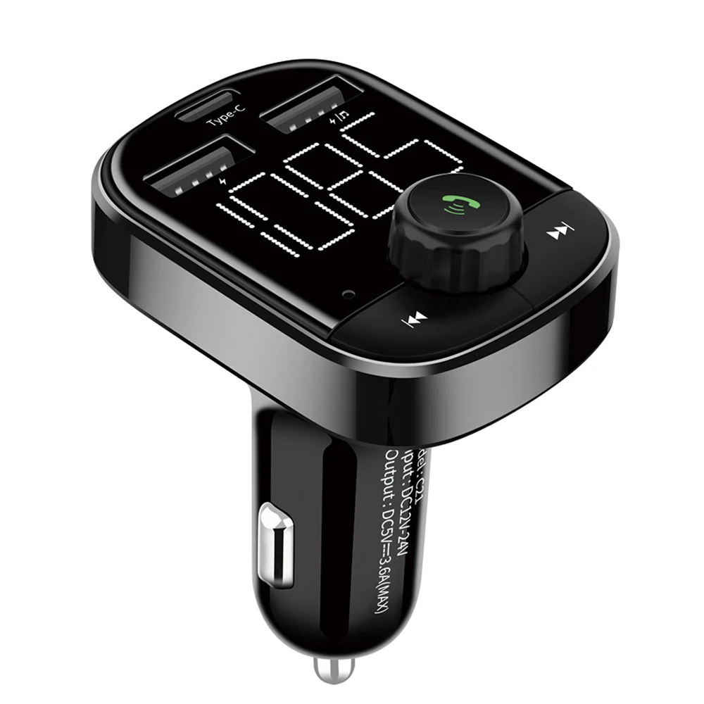 

Car Accessories Dual UBS Car Charger FM Transmitter Car BT FM Radio Adapter Type-c Fast Charging MP3 WMA Player