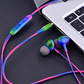 

Douyin network celebrity headphones gradient magic color into the ear heavy bass Android smart wire-controlled phone headphones