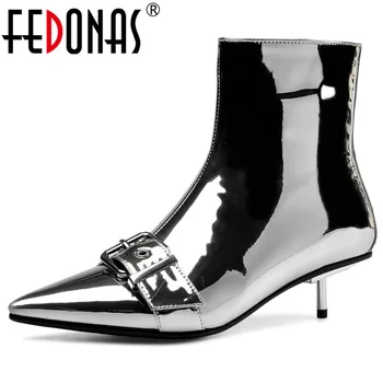

FEDONAS Fashion Buckle Decoration Female Chelsea Boots Genuine Leather Strange Heels Party Shoes Woman Winter Women Ankle Boots
