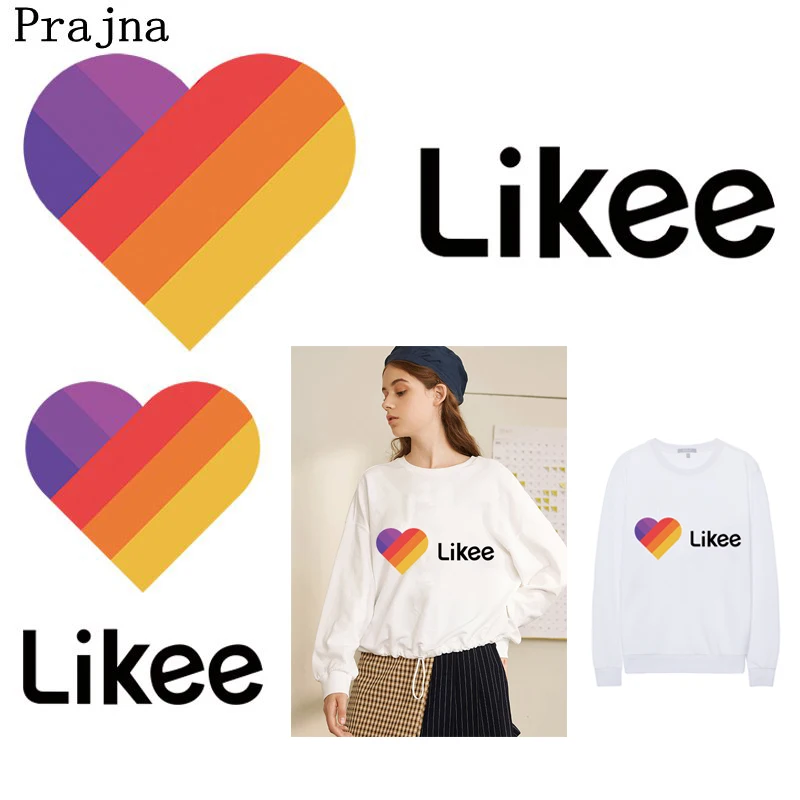

Prajna Likee App Patches Iron On Transfers For Clothing Vinyl Heat Transfer DIY Ironing Stickers On Clothes Rainbow Heart Patch