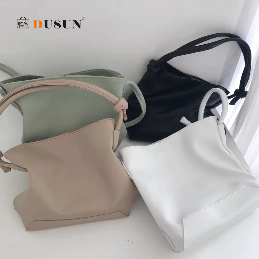 

Casual Soild Color Bucket Bag for Women Large Capacity Adjustable Lace Strap Crossbody Bag Ladies Simple Soft Messenger Bags