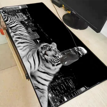 

XGZ City Background Tiger Animal Large Gaming Mouse Pad Lock Edge Mouse Mat for Laptop Computer Keyboard Pad Desk Pad for CSGO
