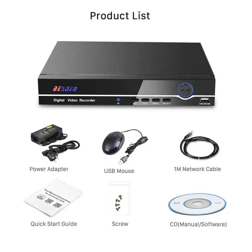 Сетевой мини видеорегистратор BESDER 4 канала 48 В 1080P HDMI Full HD|system cctv|system securitysystem security