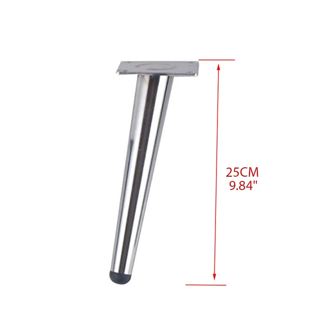 4Pcs Furniture table legs Silver Gold Metal Tapered Sofa Cupboard Cabinet Leg Feet 10/15//20/25/30 With Mounting Screws Tilt foot 25cm