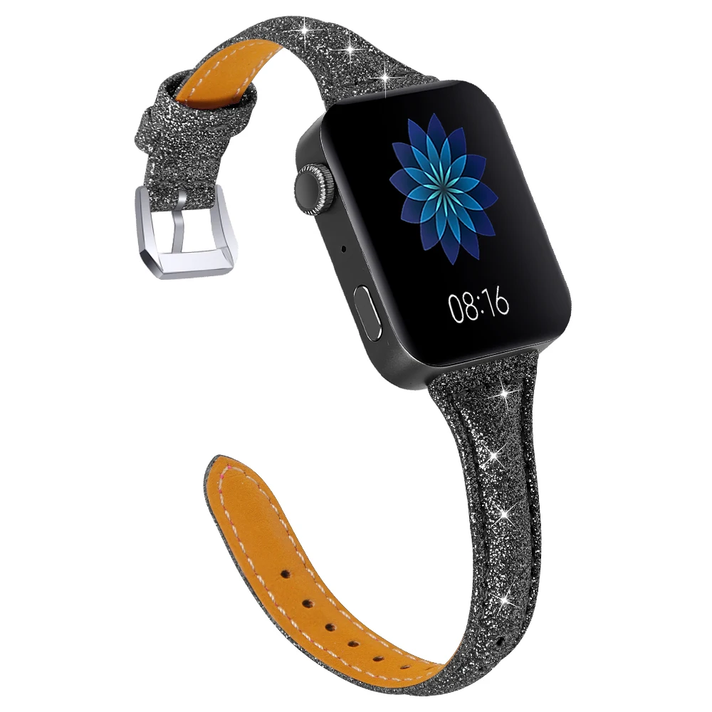 

For Xiaomi Mi Strap Shiny Personality Smart Watchbands Genuine Leather Watch Band Replacement Bracelet For Xiaomi Mi Band