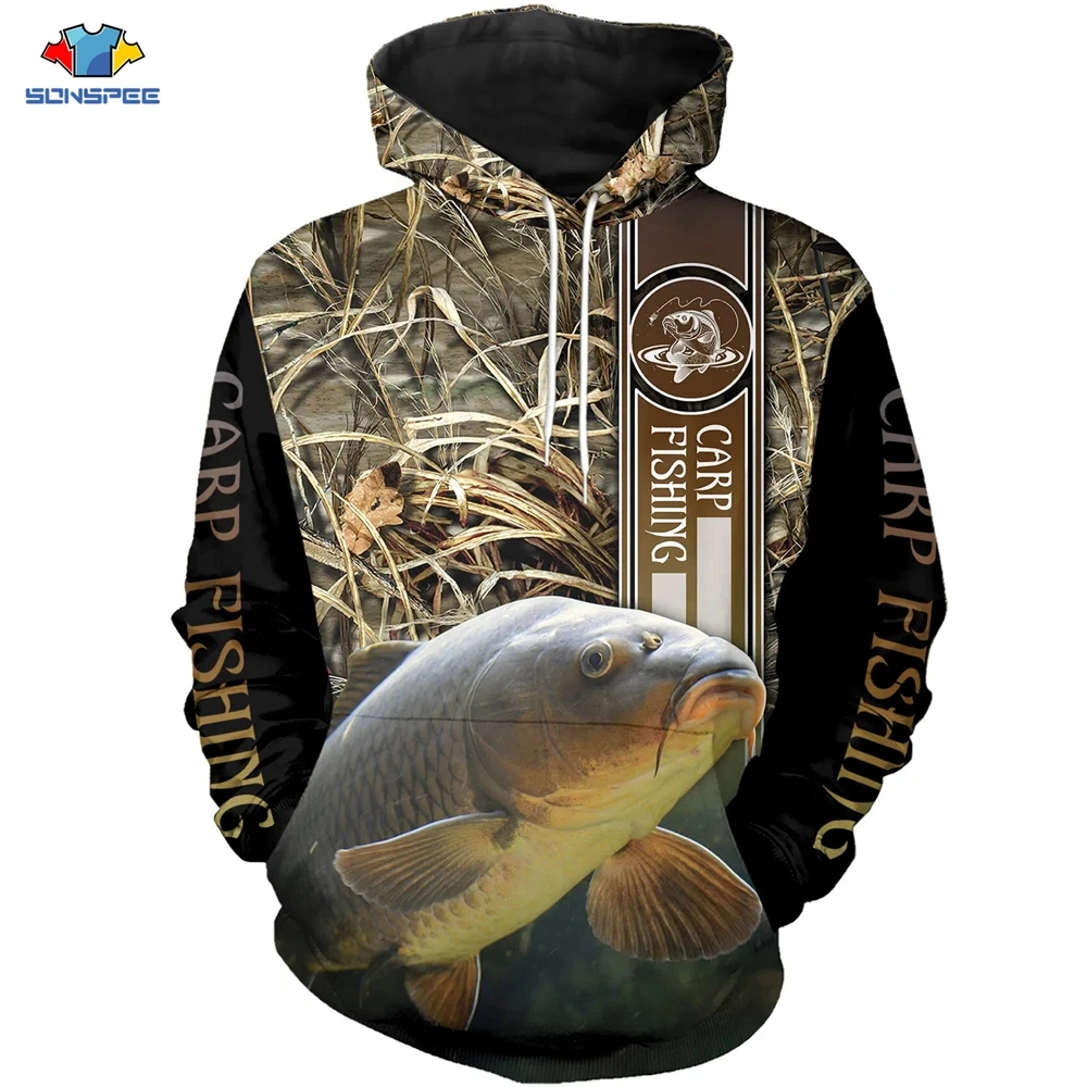 Obtenga esto SONSPEE-Sudadera con capucha de camuflaje para hombre y mujer, jersey con estampado 3D de carpa, ropa para parte superior, sudadera, chaqueta de otoño, traje de talla grande y9VKM6rKzZr