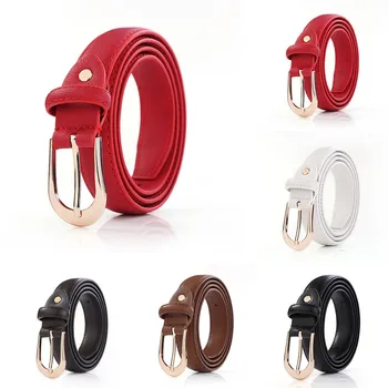 

Women Belt Vintage Waistband Decoration Narrow Belt For Jeans Metal Pin Buckle Leather Belt riem pasek damski ceinture femme #H