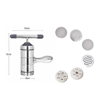 

Stainless Steel Fresh Pasta Noodle Maker Press Spaghetti Kitchen Machine 6 Mould