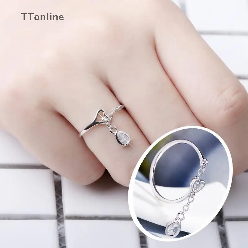 Water Ring Adjustable Rings Jewelry Opening Rhinestone For Women Elegant Chain Anniversary | Украшения и аксессуары